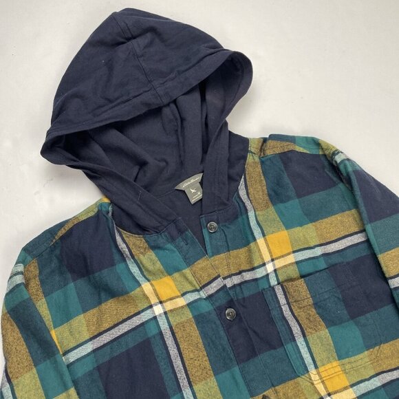 Eddie Bauer Tops - Eddie Bauer Hooded Flannel Shirt Jacket Women’s M Plaid Lined Outdoors Hike Work